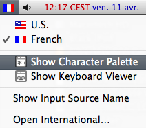 Mac OSX input menu
